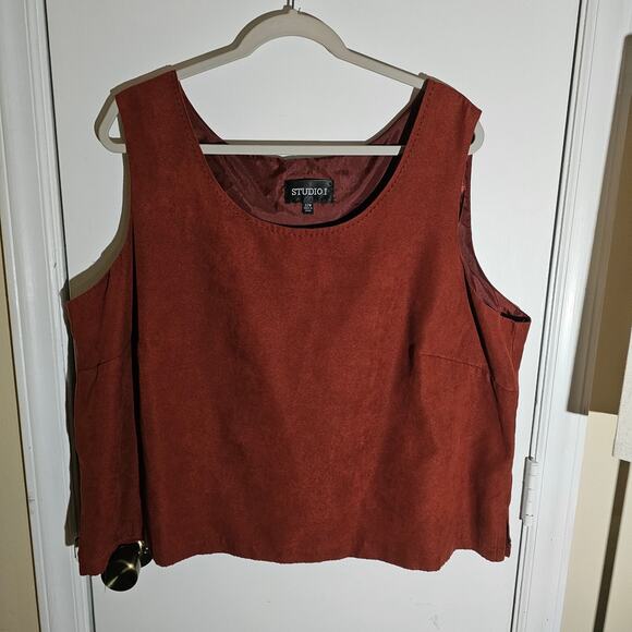 Two Piece Set Tank & Jacket in Rust Terracotta Plus Sz 22W Indie Festival Soft - Picture 7 of 11